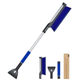Grattoir à glace de voiture avec balai de 92 cm - Extensible - Avec poils à grand bord et poignée ergonomique antidérapante - Gr