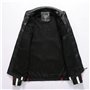 Blouson aviateur for Homme, Veste d'équitation Vintage Noire de Moto, Veste en Cuir zippée Veste de Cowboy en Cuir PU for Homme 
