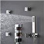 BNCXMO Système de Douche thermostatique à Plafond LED 16 "avec Finition chromée en Laiton, Douche à Main, 6 Sprays corporels et 