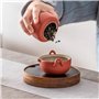 Boîte à thé Boîtes de Cuisine en Céramique, Bocal de Rangement Alimentaire en Porcelaine avec Couvercle et Boîte en Bois Herméti