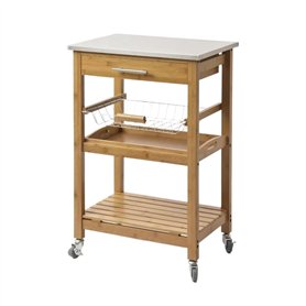 Rayonnage mobile Chariot de cuisine en bambou