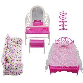 Yudanny 8 Pièces/Ensemble Accessoires de Meubles de Princesse Ensemble de Commode-Cadeau + Ensemble de Canapé + Ensemble de Lit