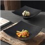 assiettes plates Assiettes à dîner mates de 7,5 pouces Plats carrés Assiette en céramique noire Vaisselle domestique Plat de via