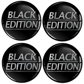 Biomar Labs 4 x 45mm Autocollant 3D Silicone pour Cache-Moyeu Enjoliveurs Centre de Roue Caches Emblème Black Edition Édition No