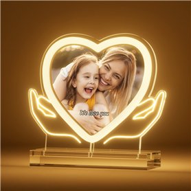 Bemaystar Veilleuse en Forme de Cœur au Néon - Lampe Personnalisée avec Photo et Texte