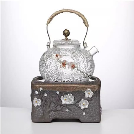 Cenz-888 Bouilloire à thé Théière électrique Domestique à Motif de Marteau en Fleur de Prunier
