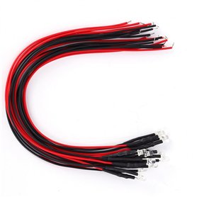 50Pcs Diode Filaire Diode électroluminescente Filaire Multicolore LED Lumière 3mm Lumière Blanche Chaude 12V