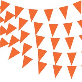 Guirlande de fanions orange double face en tissu de 31 m pour Halloween