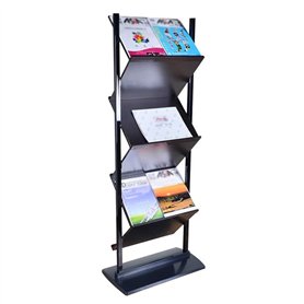 Porte-journaux sur pied Porte-journaux double face Porte-revues en métal Présentoirs d'informations sur pied Support de stockage