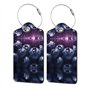 Big Blueberry Lot de 2 étiquettes de bagage en cuir avec étiquette d'identification et anneau en acier inoxydable pour homme et