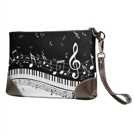 FLYIFE Sac à main en cuir avec touches de piano avec notes de musique imprimées avec dragonne pour femme