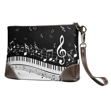 FLYIFE Sac à main en cuir avec touches de piano avec notes de musique imprimées avec dragonne pour femme