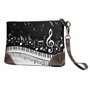 FLYIFE Sac à main en cuir avec touches de piano avec notes de musique imprimées avec dragonne pour femme