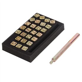 Tampon Lettre en Cuir 6mm Timbre Poinçon Ensemble Anti-Rouille Lettres en Métal Bricolage Cuir Stamper Poinçon Outil Tampon Alph
