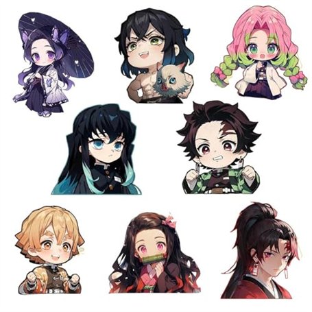 8 Pcs Kimetsus No Badge Anime Figurine Nezuko Shinobu Mitsuri Muichirou Pins Ghost Killing Acrylique Pins Set Cosplay Sac Décora