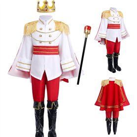 Ligeinsrk Prince Costume pour garçons à manches longues Top Top Prince Charming Costume Boys With Crown & Cane Full Set Ten et p
