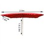 GHMYU Parasols 2,9 m sur Le marché du marché rectangulaire, 8 côte Patio Patio extérieur Parasol Parapluie avec mécanisme d'incl