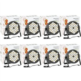 Ibiza light - Pack de 8 Projecteurs Blancs Par THINPAR-36X1WHITE - Télécommande DMX Extra-plats Soirée Dj LED Fête Club Discothè