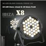 Ibiza light - Pack de 8 Projecteurs Blancs Par THINPAR-36X1WHITE - Télécommande DMX Extra-plats Soirée Dj LED Fête Club Discothè