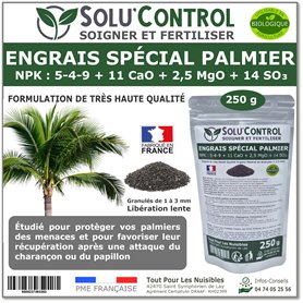 Engrais Spécial Palmier 250 g - SoluControl - Formulation haute qualité Organo-Minerale - Idéal après attaque du charancon rouge