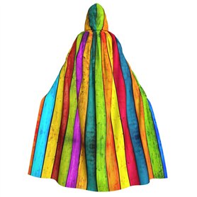 rannsut Cape de carnaval gothique unisexe avec impression sur planche en bois colorée pour bal masqué et événements à thème
