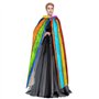rannsut Cape de carnaval gothique unisexe avec impression sur planche en bois colorée pour bal masqué et événements à thème