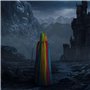 rannsut Cape de carnaval gothique unisexe avec impression sur planche en bois colorée pour bal masqué et événements à thème