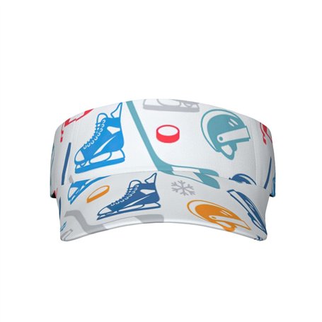 Hockey Elements Creative Motif Imprimé Unisexe Visière Chapeau Creux Top Design Mode pour Sports Activités de Plein Air Noir