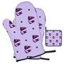 BROLEO Blueberry Cake Lot de 3 gants de cuisine avec 2 maniques et un couvercle de casserole épais et durable