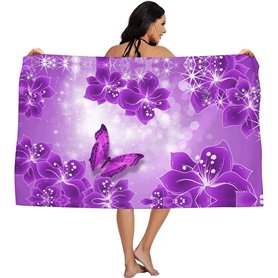 EMENZA Serviettes de Plage 100 x 200 cm Fleur Mauve