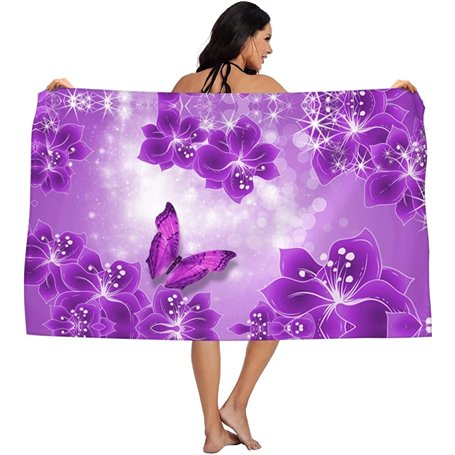 EMENZA Serviettes de Plage 100 x 200 cm Fleur Mauve