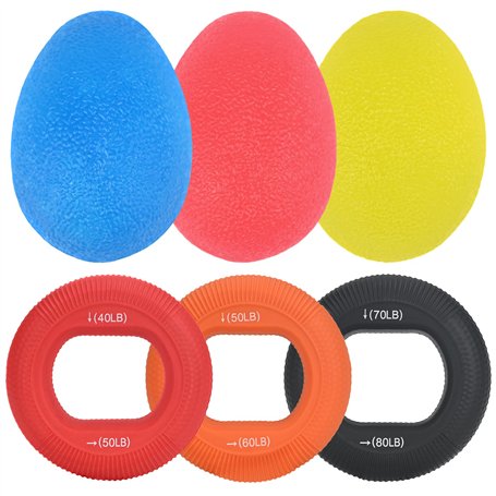 KOOOGEAR Lot de 6 balles d'exercice pour les doigts - Entraînement de la main en silicone multicolore