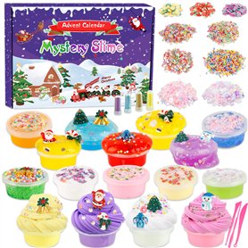 Calendrier de l'Avent 2024 – DIY Fluffy Slime Enfant 24 jours de Noël Compte à Rebours Slime Games Kit