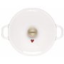 blanc avec applique en forme de cœur et bouton doré clair