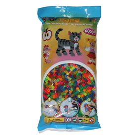 Hama Perlen Lot de 205 à 80 perles à repasser - Environ 6 000 perles multicolores de bricolage Midi de 5 mm de diamètre - Mélang