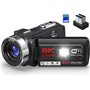 Delmodes Caméra vidéo 8K 64MP 18X Zoom numérique IR Vision nocturne YouTube Vlogging Caméra de vlogging 3