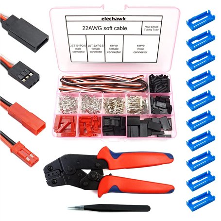 55 Ensembles Servo Plug Mâle Femelle Connecteur Crimp Pin Câble Kit avec Outil de Sertissage Compatible JST SYP Futaba pour Hite