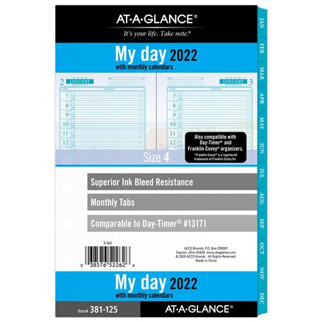 Recharge de planificateur journalier et mensuel 2022 par AT-A-GLANCE