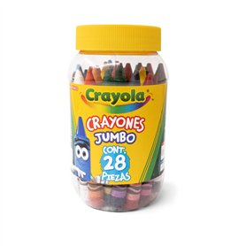 CRAYOLA- 28 Crayons Gras Format Jumbo en Pot refermable