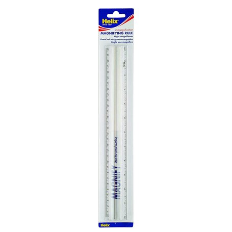 Helix L30 Règle grossissante en plastique transparent avec grossissement x2 300 mm