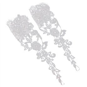 Fleur Dentelle Gants de Mairée Gants de Doigt Blanc pour Bal Mariage
