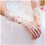 Fleur Dentelle Gants de Mairée Gants de Doigt Blanc pour Bal Mariage