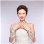 Fleur Dentelle Gants de Mairée Gants de Doigt Blanc pour Bal Mariage