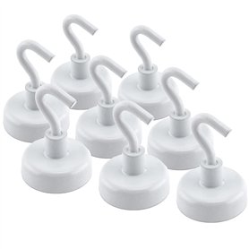 Lot de 8 crochets magnétiques compacts en émail blanc