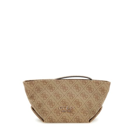 GUESS Eco Evaine Make Up Bag Latte Logo/Brown