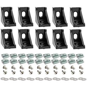 Lot de 10 connecteurs profilés en aluminium noir série 2020
