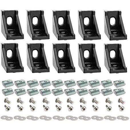 Lot de 10 connecteurs profilés en aluminium noir série 2020