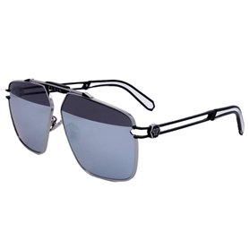 Lunettes de soleil Homme PHILIPP PLEIN SPP049M SHINY PALLADIUM SEMI MATTE BLACK