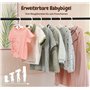 HOUISM Lot de 24 Cintres Enfant Extensibles Porte-Manteau avec Crochets Empilables et Crochet Coupe-vent, Antidérapants - Cintre
