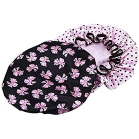 ULTNICE 2pcs Bonnet de douche imperméable Cheveux Accessoire Pour les femmes filles(bonnet noir avec papillon rose et bonnet ros